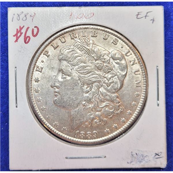 4)  US 1889 MORGAN SILVER DOLLAR, 90% SILVER