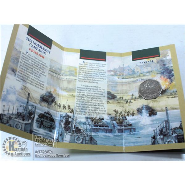 50TH ANNIVERSARY OF D DAY GB 50 PENCE COIN