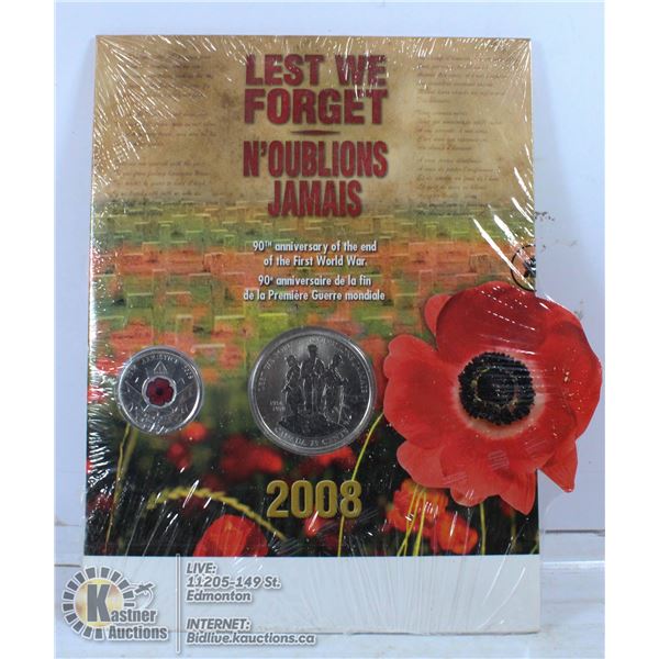 2008 LEST WE FORGET 25 CENT COMMEMORATIVES