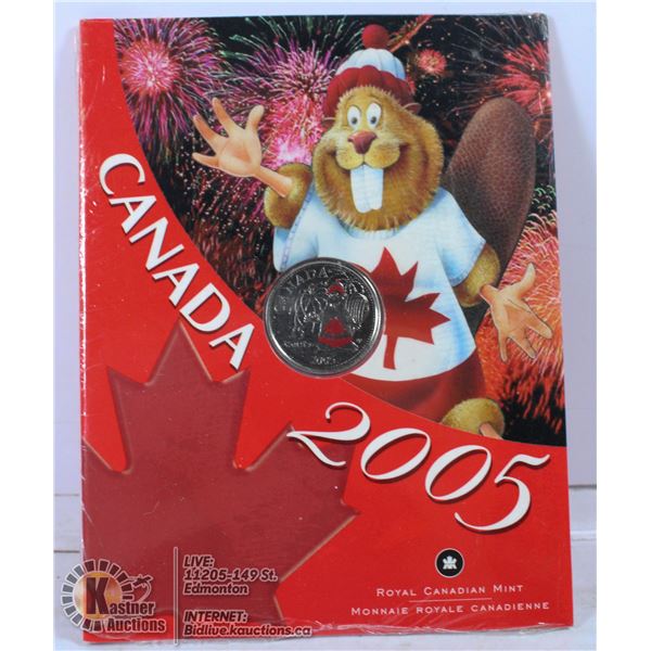 2005 COLORIZED OH CANADA BEAVER 25 CENT