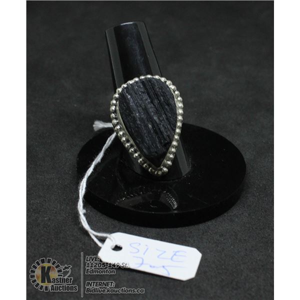 #277-NATURAL TOURMALINE RING (RAW) SIZE 7.5