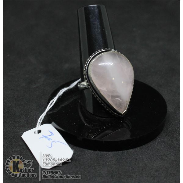 #268-NATURAL PINK ROSE QUARTZ RING SIZE 7.5