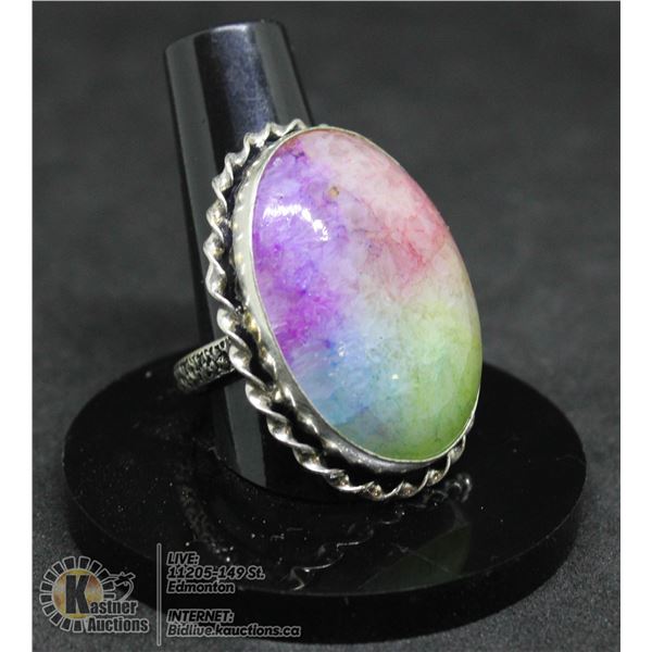 #240-NATURAL RAINBOW SOLAR QUARTZ RING SIZE 9