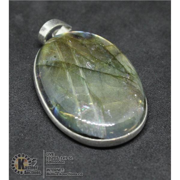 #197- NATURAL FIRE LABRADORITE PENDANT