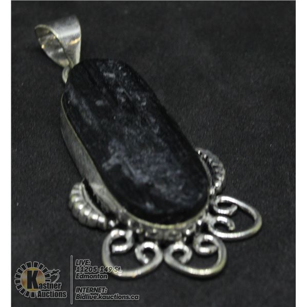#161- NATURAL BLACK TOURMALINE PENDANT (RAW)