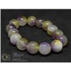 Image 1 : #236- NATURAL YELLOW & PURPLE  JADE BEAD BRACELET