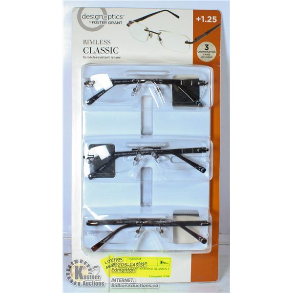 FOSTER GRANT READING GLASSES 3 PACK +1.25