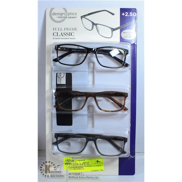 FOSTER GRANT READING GLASSES 3 PACK +2.50