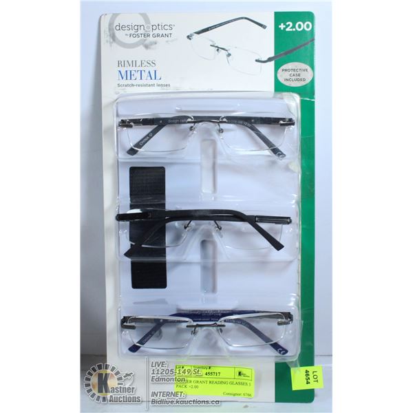 FOSTER GRANT READING GLASSES 3 PACK +2.00