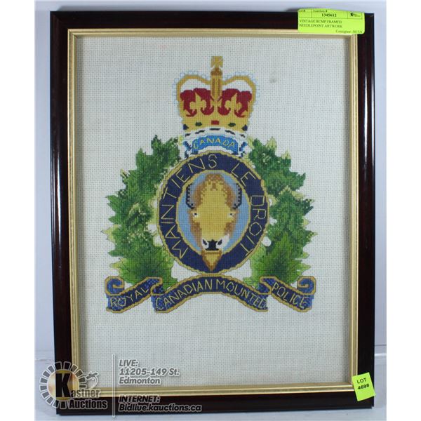 VINTAGE RCMP FRAMED NEEDLEPOINT ARTWORK