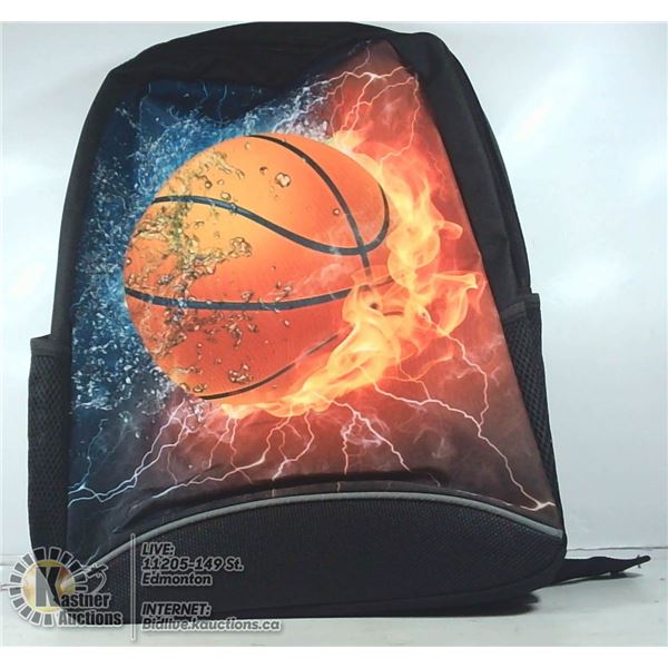 FLAMING BASKETBALL BACKPACK.