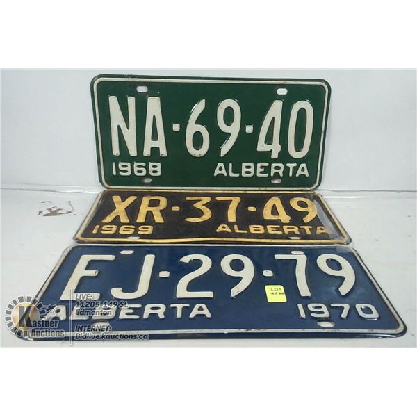 1968 - 1970 ALBERTA LICENSE PLATES.