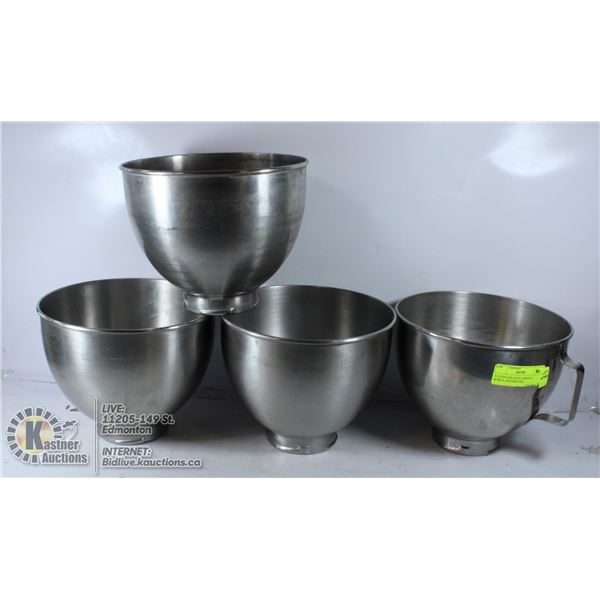 4 STAINLESS STEEL MIXXING BOWLS, KITCHEN AID