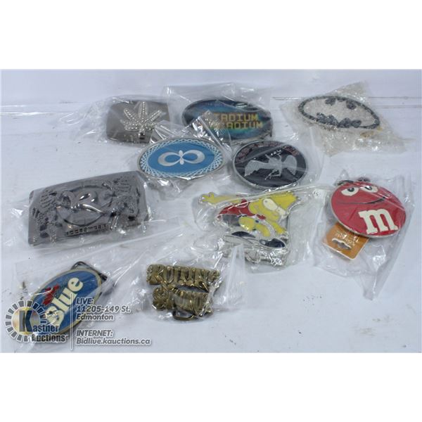 BIN OF NEW AND USED BELT BUCKLES ROCK AND MORE