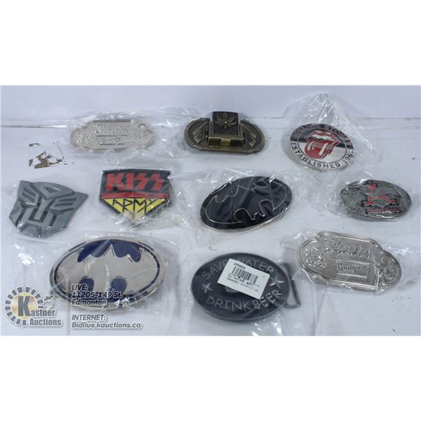 BIN OF NEW AND USED BELT BUCKLES ROCK AND MORE