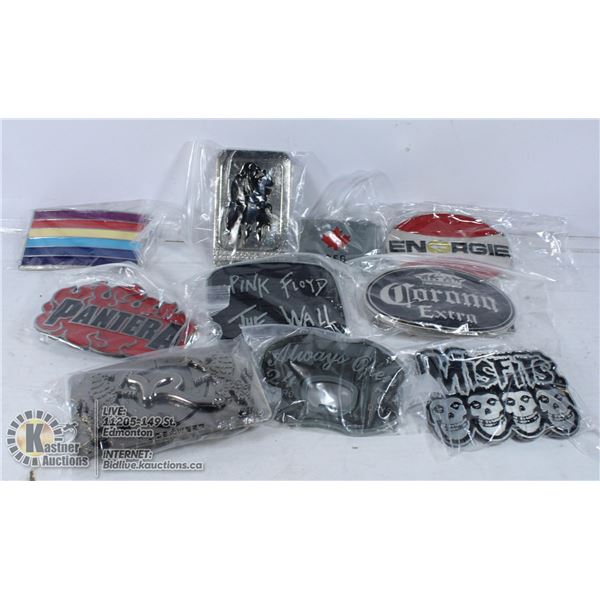 BIN OF NEW AND USED BELT BUCKLES ROCK AND MORE