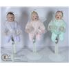 Image 1 : SET OF 3 VINTAGE BABY ANGEL PORCELAIN DOLLS