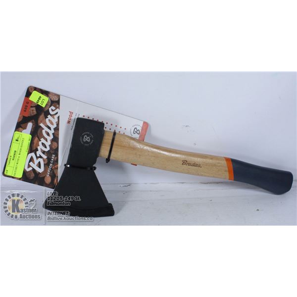 HATCHET WITH A  WOOD HANDLE