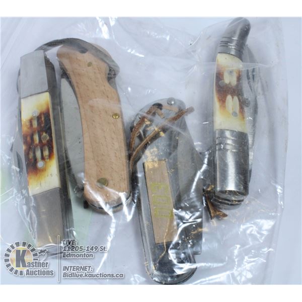 LOT OF 4 FOLDING KNIVES