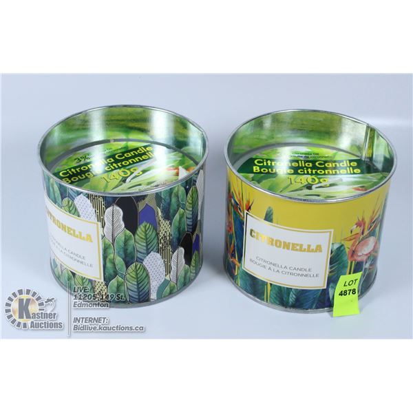 LOT OF TWO 140G CITRONELLA CANDLES.