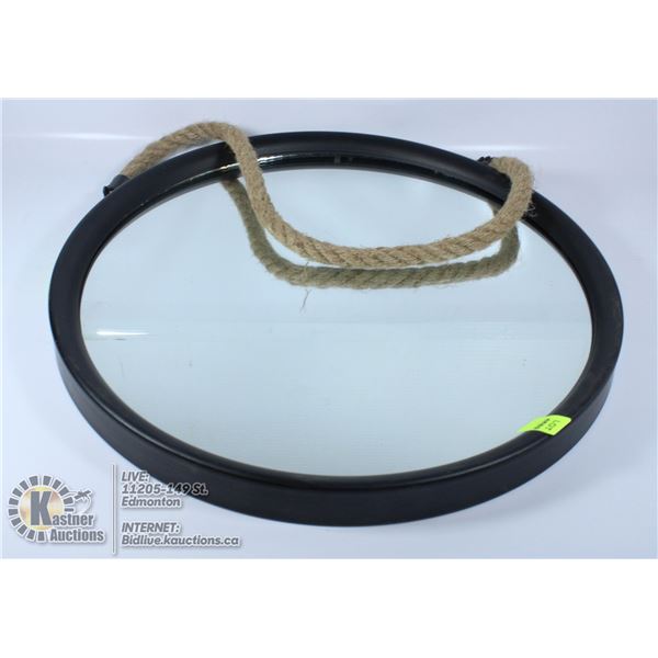 ROPE HANGING MIRROR APPROX 13" DIAMATER
