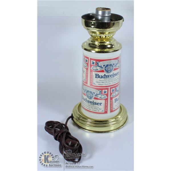 VINTAGE BUDWEISER LAMP NEEDS SHADE 10" TALL