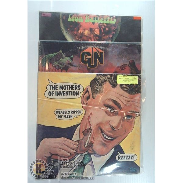 3 ESTATE RECORD COLLECTION VINYL LPS. ZAPPA, GUN &