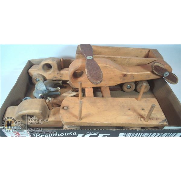 FLAT OF OLD WOODEN TOYS