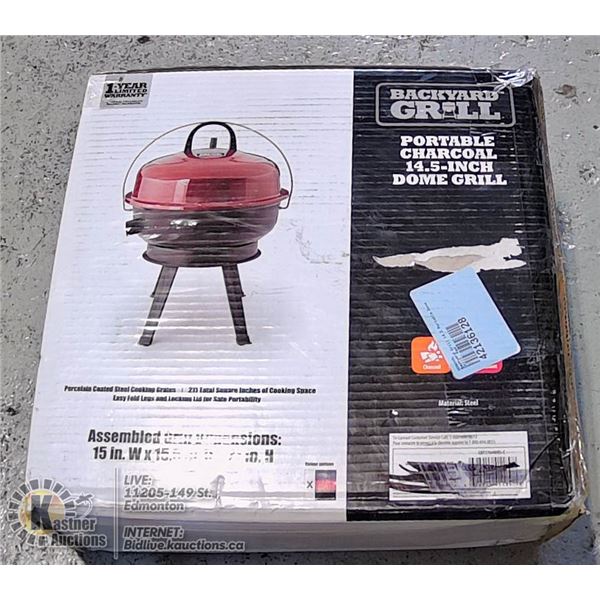 PORTABLE CHARCOAL 14.5" DOME BBQ.