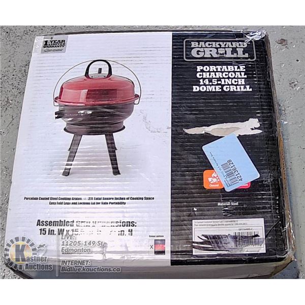 PORTABLE CHARCOAL 14.5" DOME BBQ.