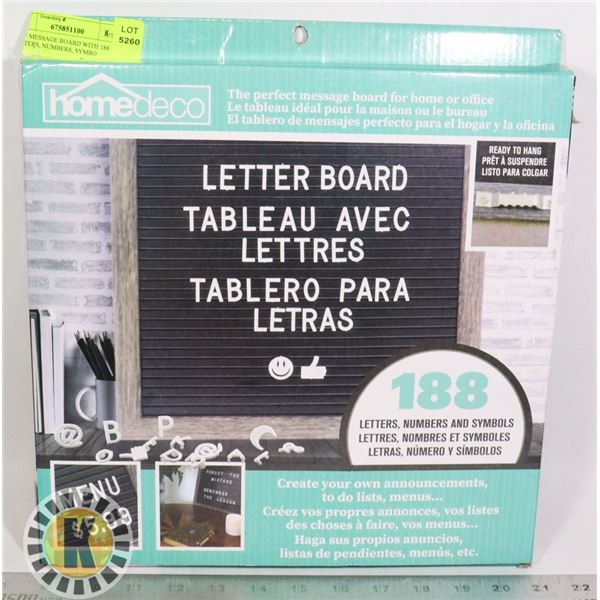 NEW MESSAGE BOARD WITH 188 LETTERS, NUMBERS, SYMBO