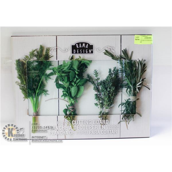 NEW GLASS CUTTING BOARD HERB THEME