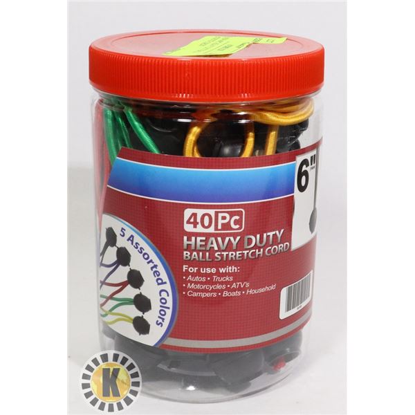 NEW 40PC HEAVY DUTY BALL STRETCH CORDS