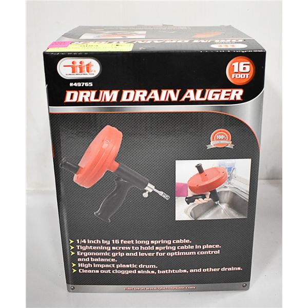 NEW 16FT DRUM DRAIN AUGER