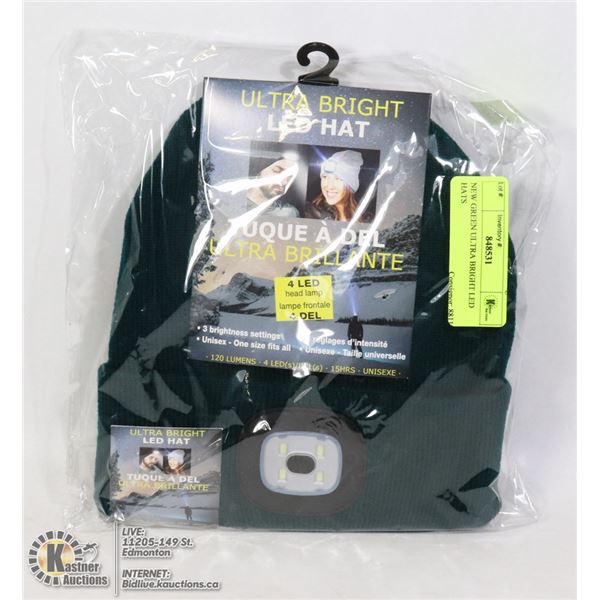 NEW GREEN ULTRA BRIGHT LED HATS