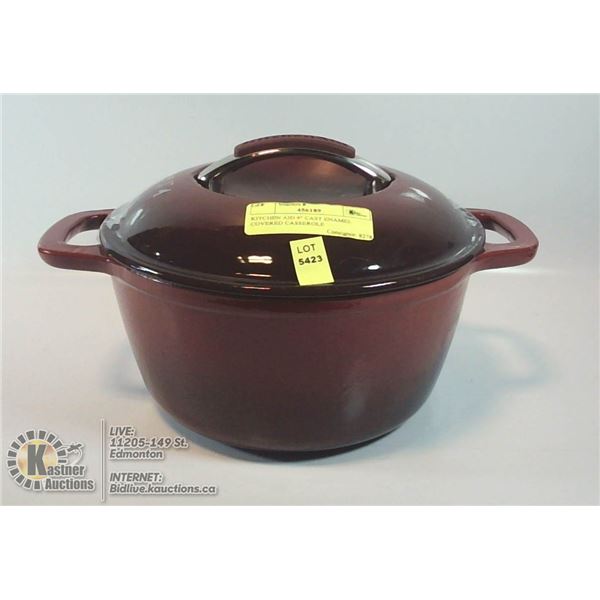 KITCHEN AID 9" CAST ENAMEL COVERED CASSEROLE