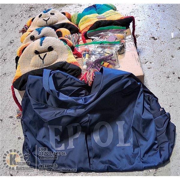 FLAT OF ASSORTED ITEMS KIDS TOUQES AND MORE