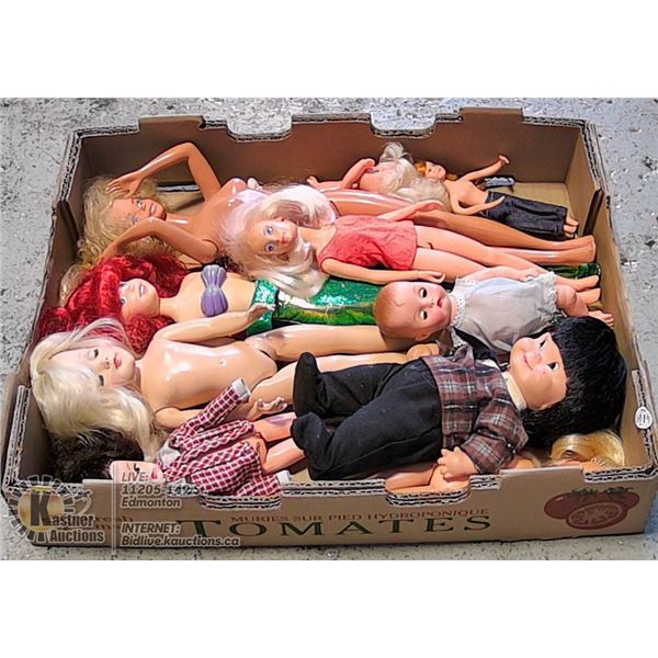 FLAT VTG DOLLS - BARBIE, BABY SUSAN, SINDY, REGAL,