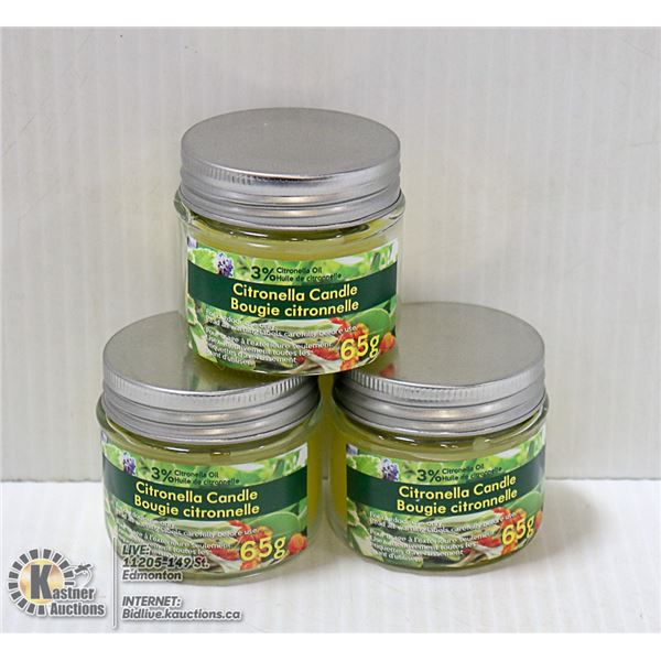 3 CITRONELLA CANDLES EACH 65G