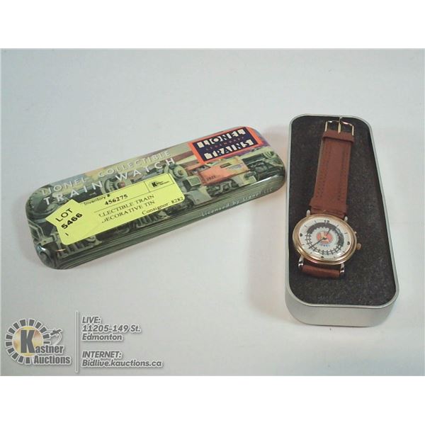 LIONEL COLLECTIBLE TRAIN WATCH IN DECORATIVE TIN