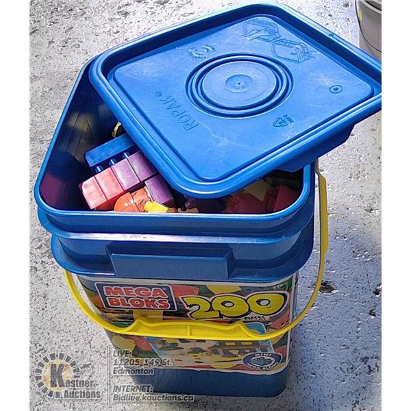 MEGA BLOCKS BUILDING PIECES WITH CARRY BIN
