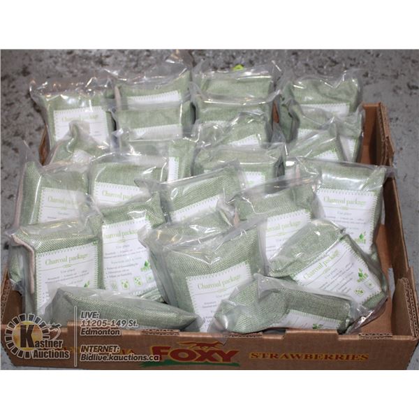 LARGE FLAT OF CHARCOAL PACKS.