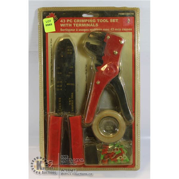 43 PIECE CRIMPING TOOL SET WITH TERMINALS.