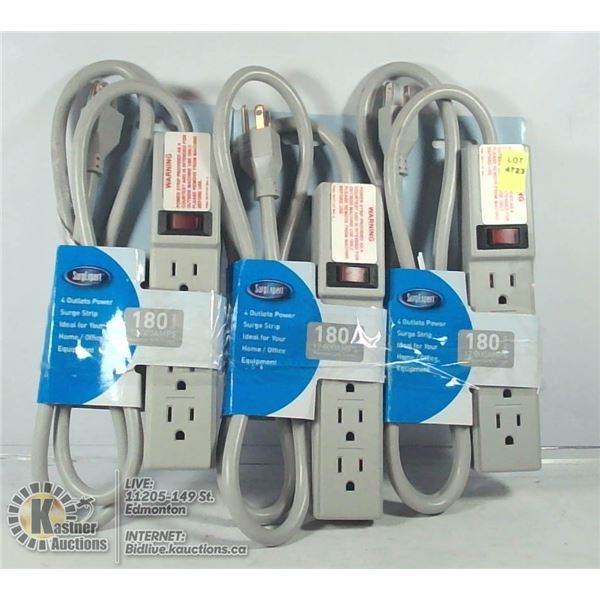 LOT OF 3 SURGEXPERT 4 OUTLET POWER SURGE STRIPS