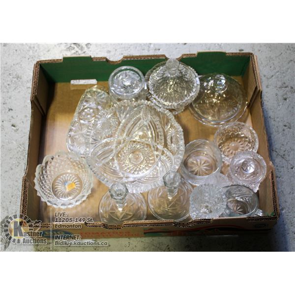 LARGE FLAT OF CRYSTAL.