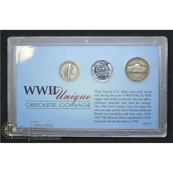 1942-43 WORLD WAR II UNIQUE OBSOLETE COINAGE SET