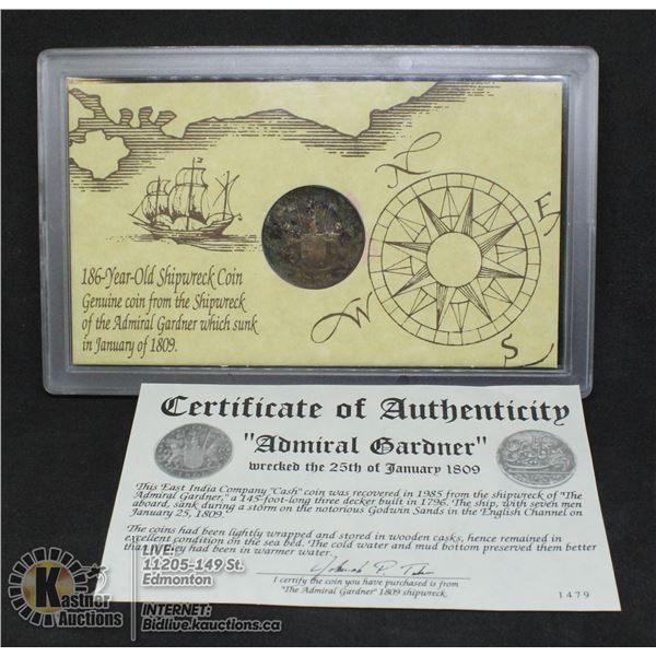 1809 COIN FROM THE SHIPWRECKED "ADMIRAL GARDNER"
