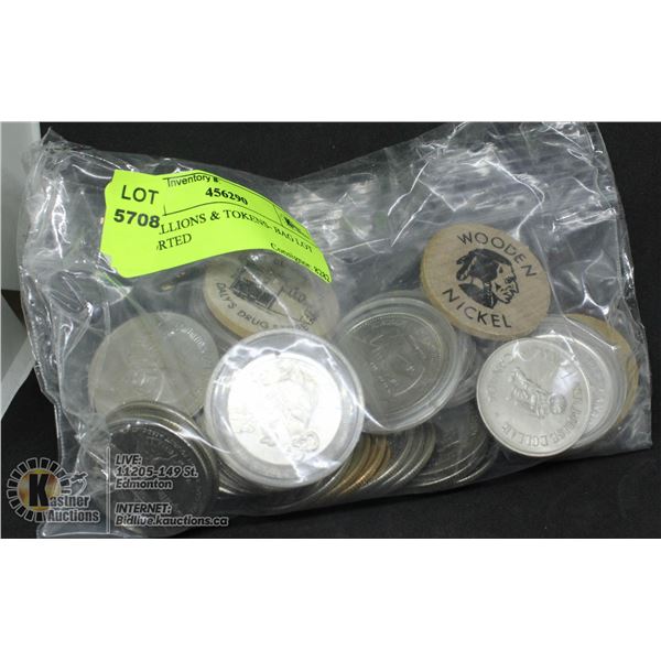 MEDALLIONS & TOKENS- BAG LOT ASSORTED
