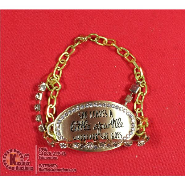 "SHE LEAVES A LITTLE SPARKLE...ETC" GOLD COLORED