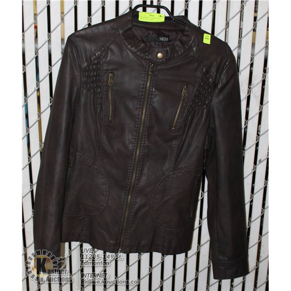 "NESS BRAND" LEATHER LADIES BIKER STYLE JACKET-